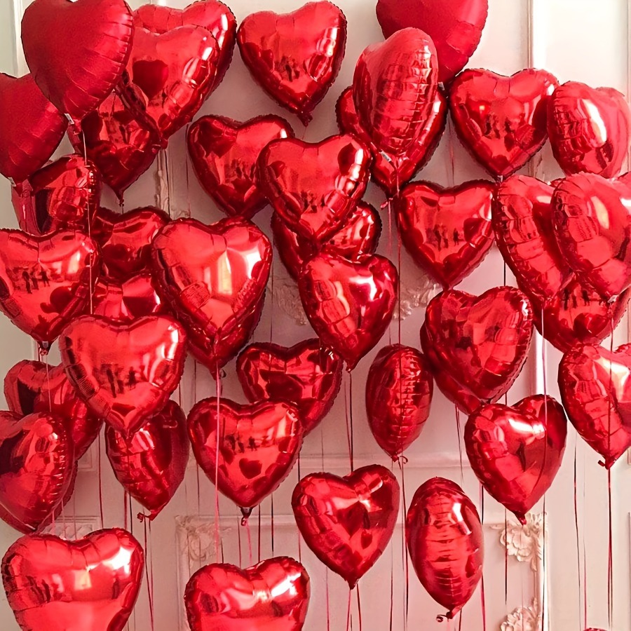 Wedding Decoration Supply - 21pcs Red Heart-shaped Balloons, 10-inch Foil