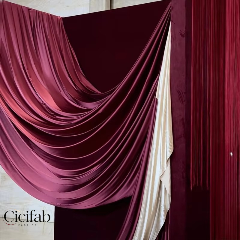 Wedding Backdrop Curtain - Red Coffee Pearlescent Champagne Fabric DIY