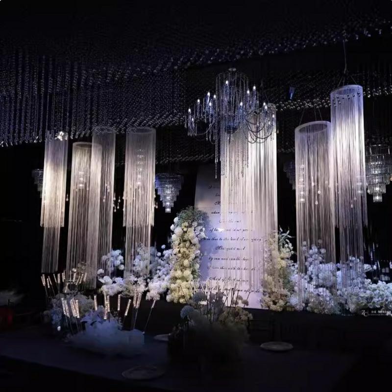 3PCS White Encrypted Line Curt - Wedding Backdrop Curtain 评论和价格