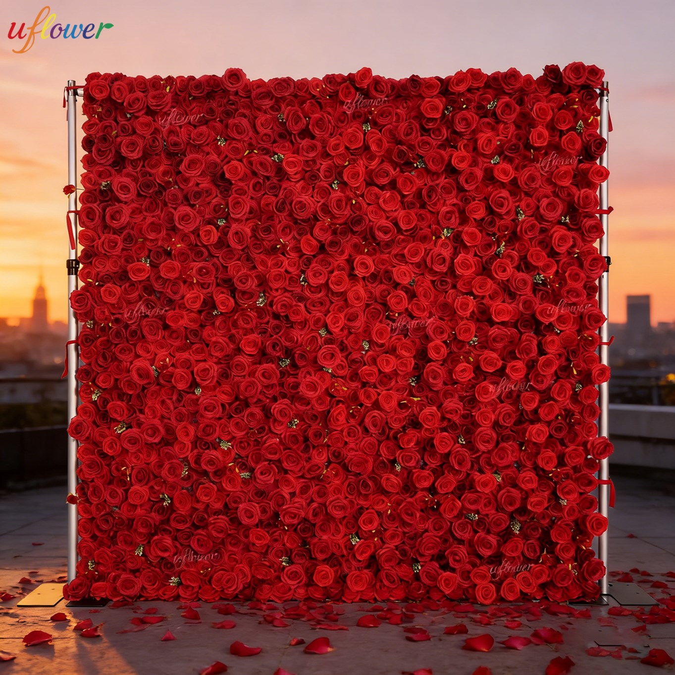 Uflower Red Rose Artificial Fl - Wedding Backdrop Curtain 评论和价格