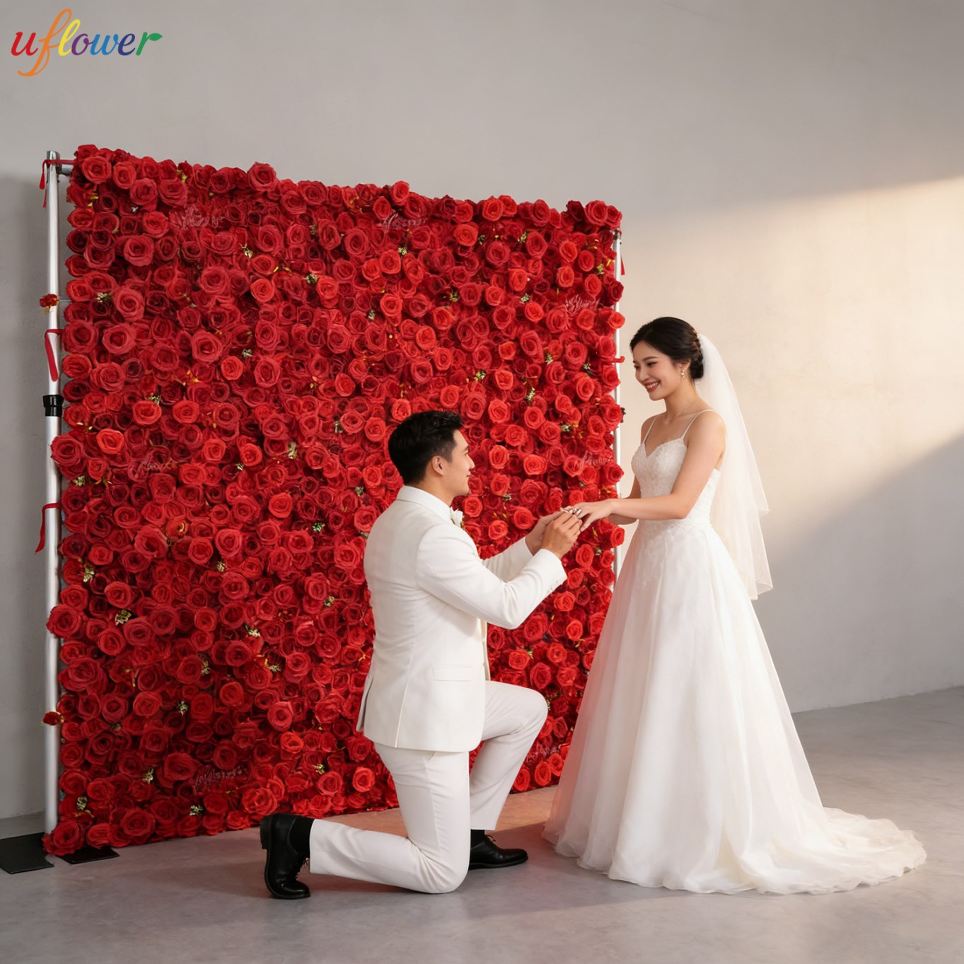 Uflower Red Rose Artificial Fl - Wedding Backdrop Curtain 评论和价格
