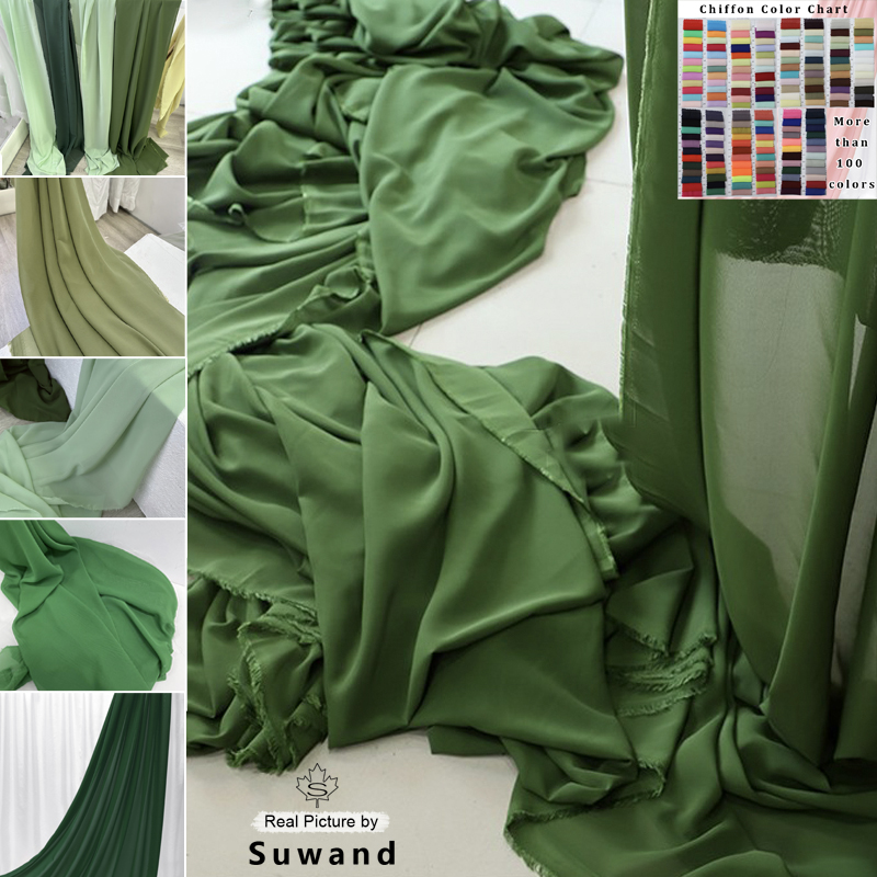 Olive Green Chiffon Fabric Bri - Wedding Backdrop Curtain 评论和价格