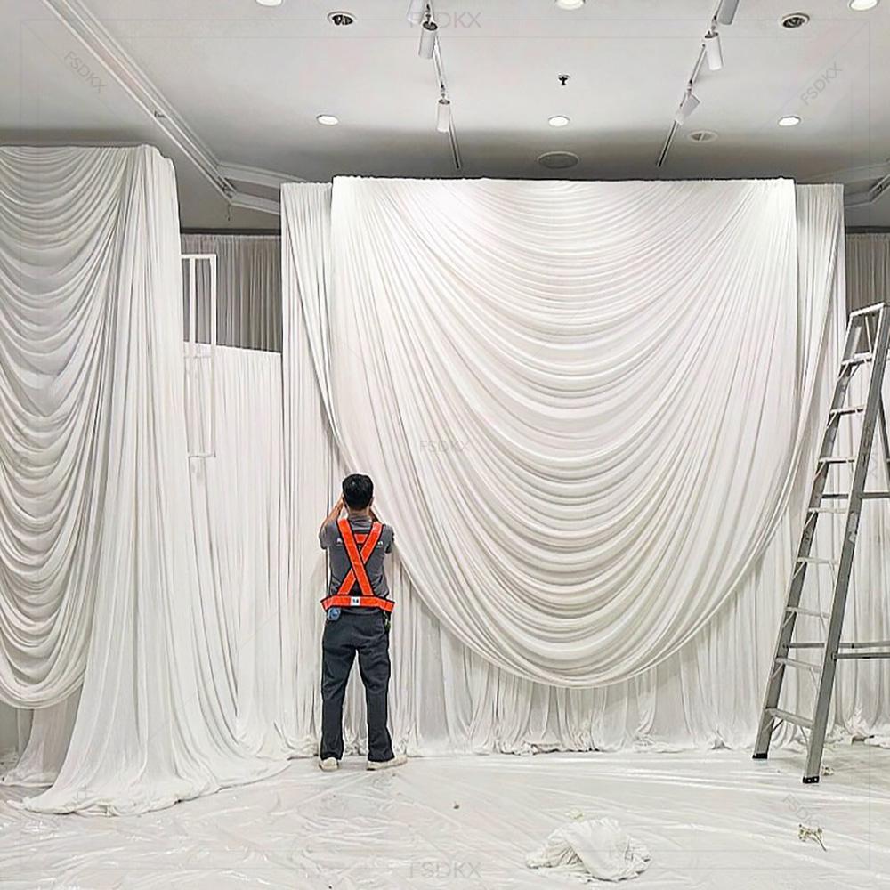 FSDKX Cheap White Ice Silk Clo - Wedding Backdrop Curtain 评论和价格