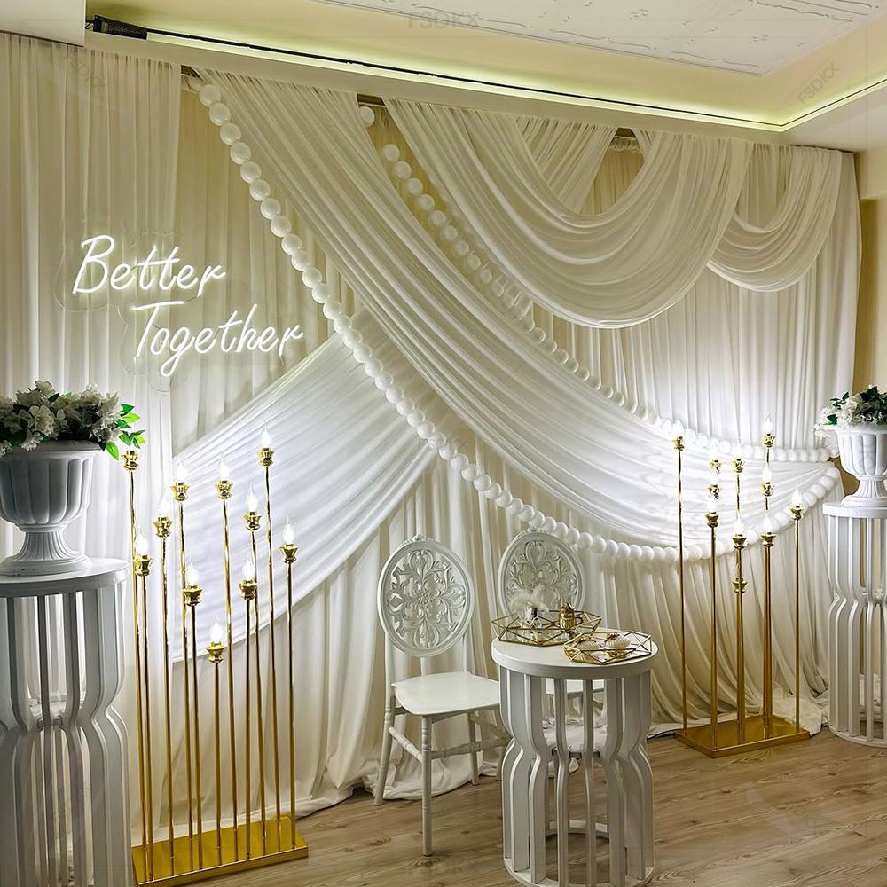 FSDKX Cheap White Ice Silk Clo - Wedding Backdrop Curtain 评论和价格