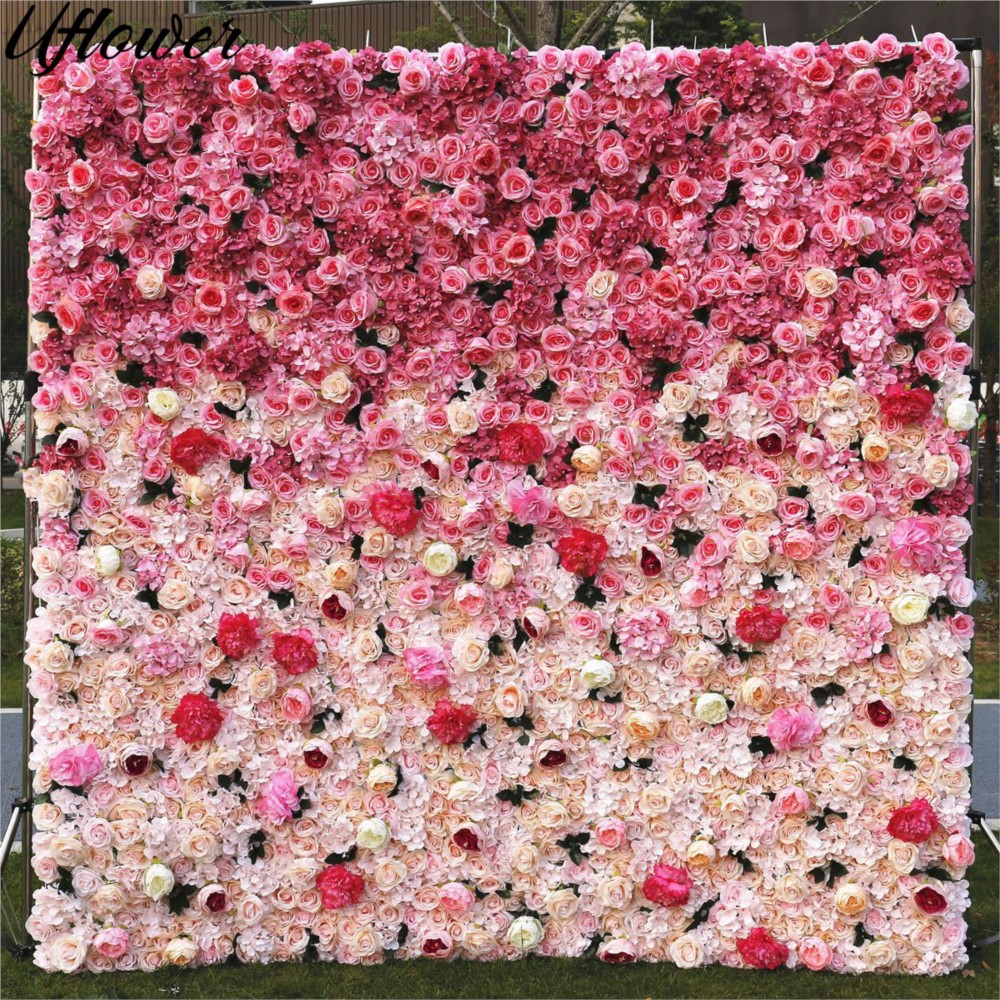 Uflower 5D Gradient Rose Artif - Wedding Backdrop Curtain 评论和价格
