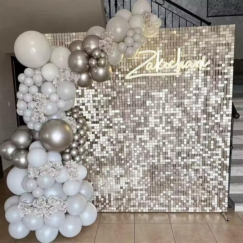 1/2/6/10PCS Silvery/Golden/Bla - Wedding Backdrop Curtain 评论和价格