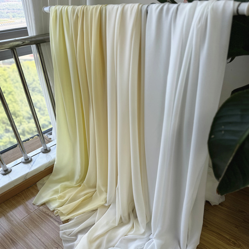 White Yellow Chiffon Fabric Br - Wedding Backdrop Curtain 评论和价格