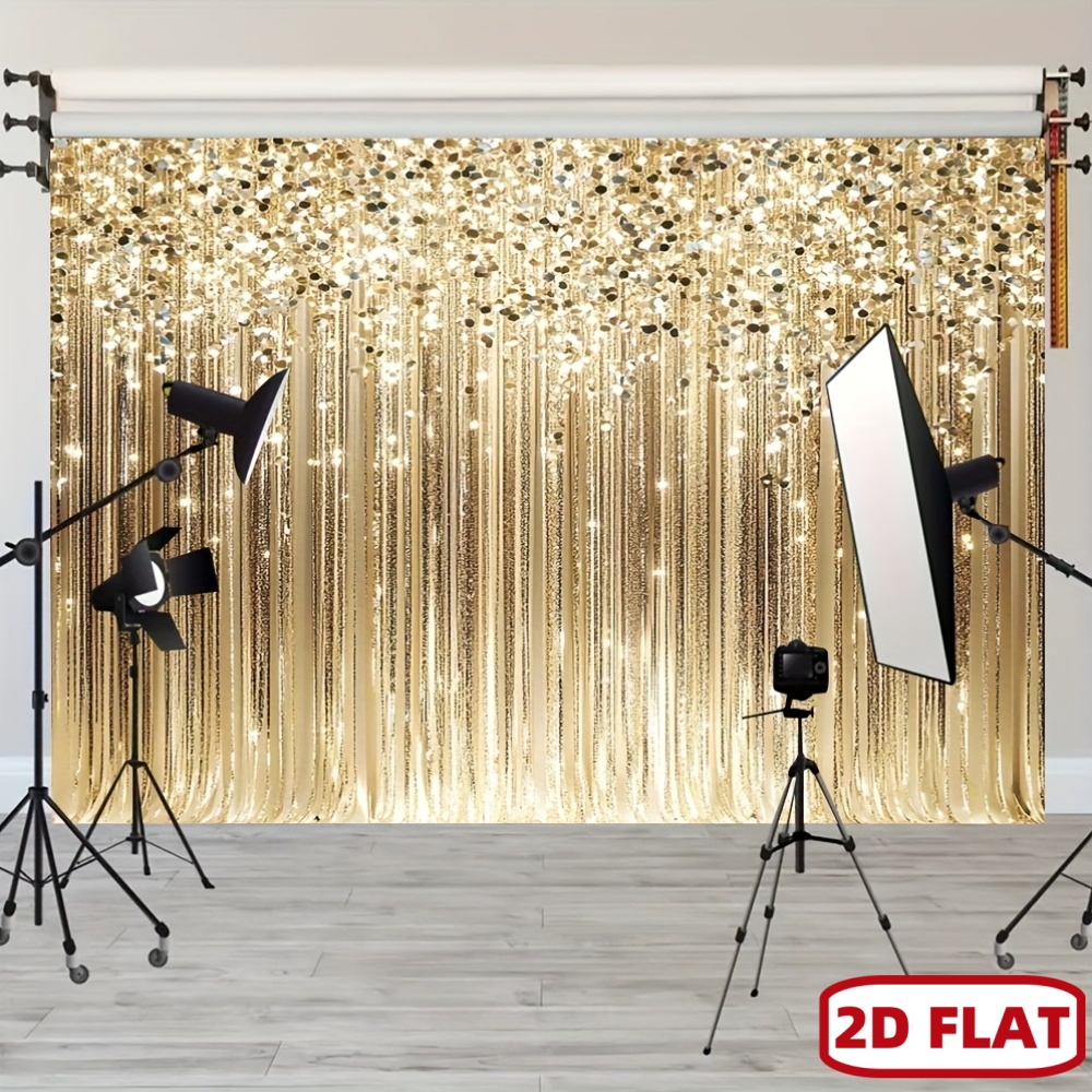 Gold Sequin Curtain 2D Flat Ph - Wedding Backdrop Curtain 评论和价格