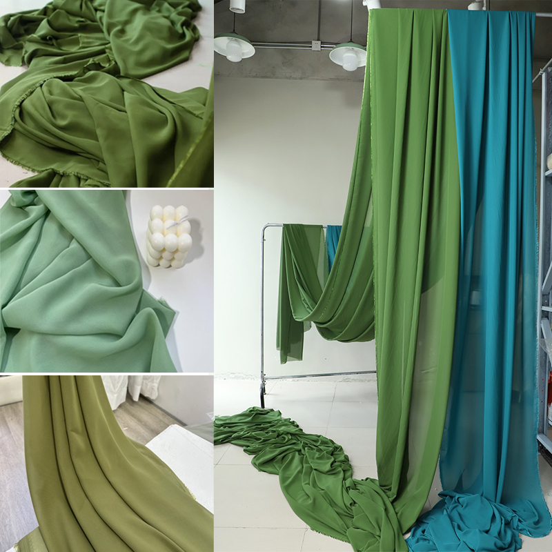 Olive Avocado Green Chiffon Fa - Wedding Backdrop Curtain 评论和价格