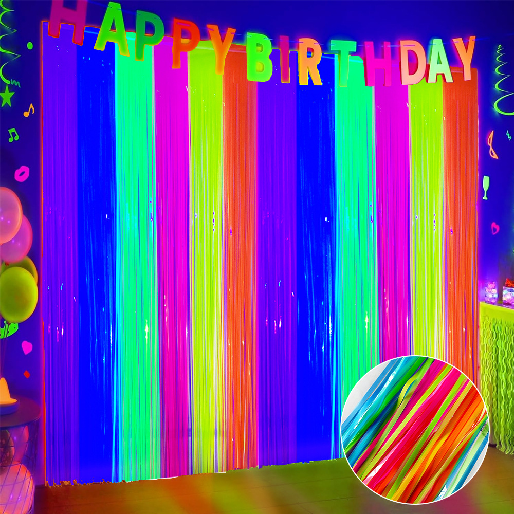 Multi-Color Glow in the Dark F - Wedding Backdrop Curtain 评论和价格