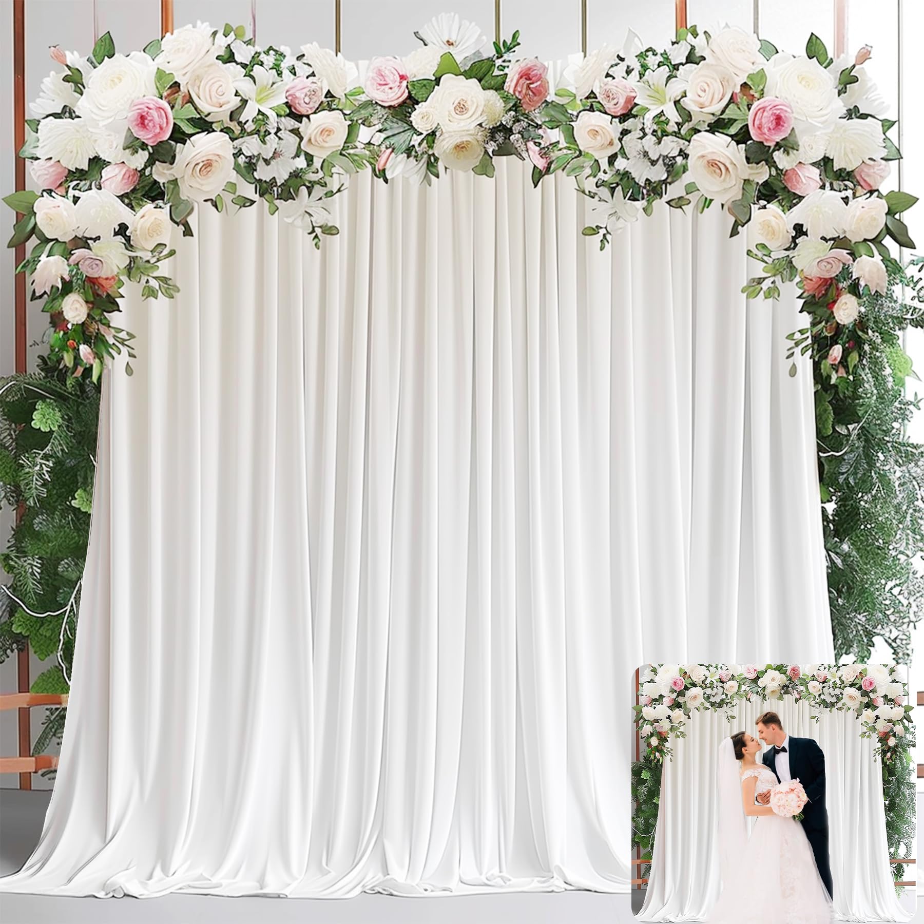 White Backdrop Curtains for Pa - Wedding Backdrop Curtain 评论和价格