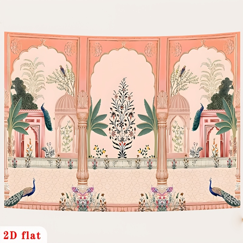 Ornate Mughal Floral Peacock B - Wedding Backdrop Curtain 评论和价格