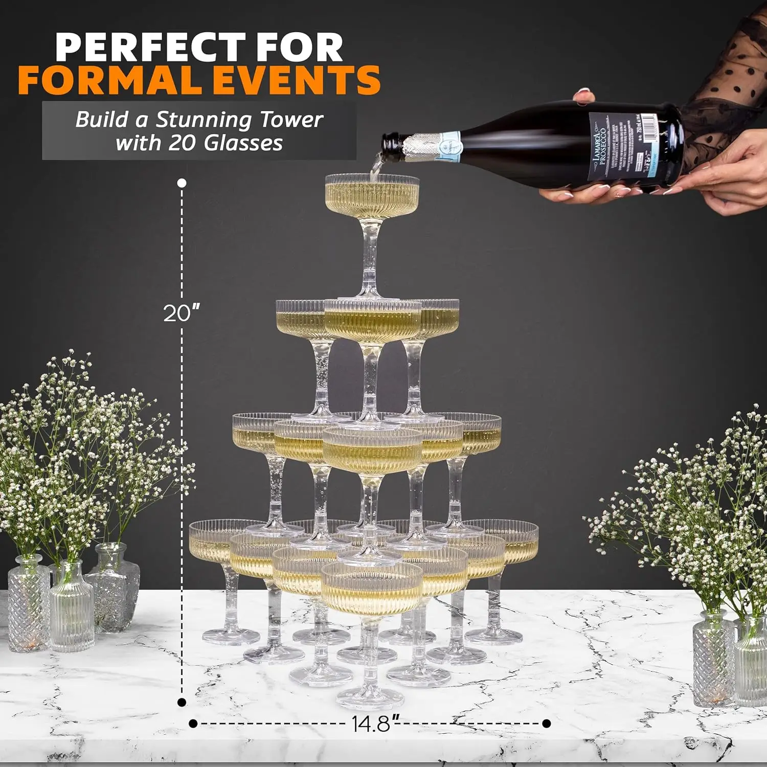 20-60PCS Acrylic Champagne Tow - Champagne Tower Set 评论和价格