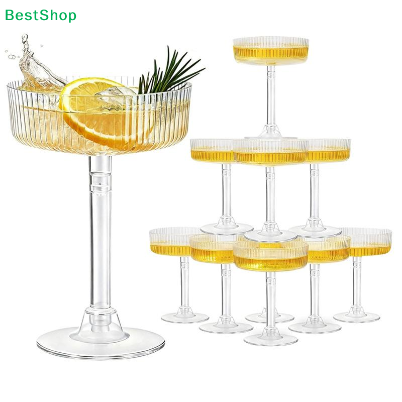 ☽10Pcs Plastic Martini Glasses - Champagne Tower Set 评论和价格
