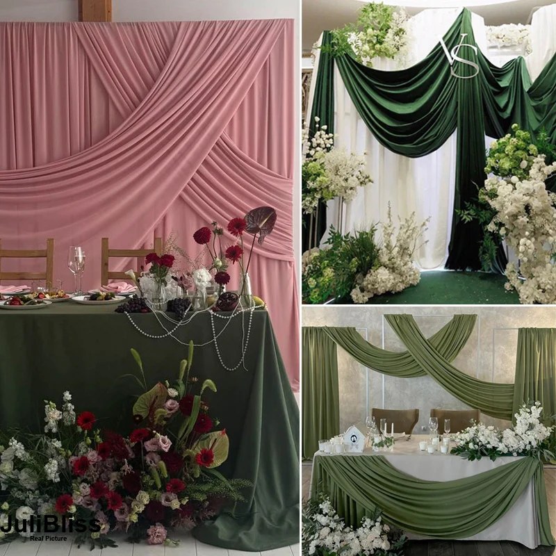 Olive Avocado Green Knitted Fa - Wedding Backdrop Curtain 评论和价格