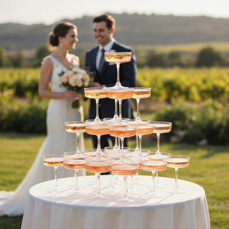 10Pcs Shatterproof Plastic Mar - Champagne Tower Set 评论和价格