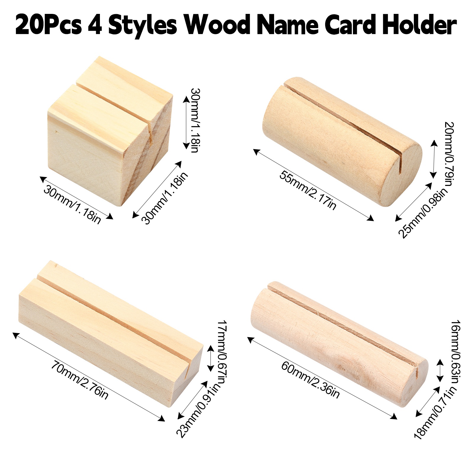 20Pcs 4 Styles Wooden Place Ca - Place Card Holder 评论和价格