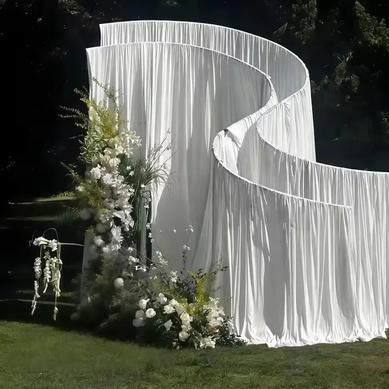S-Shape Wedding Stage Backdrop - Wedding Backdrop Curtain 评论和价格
